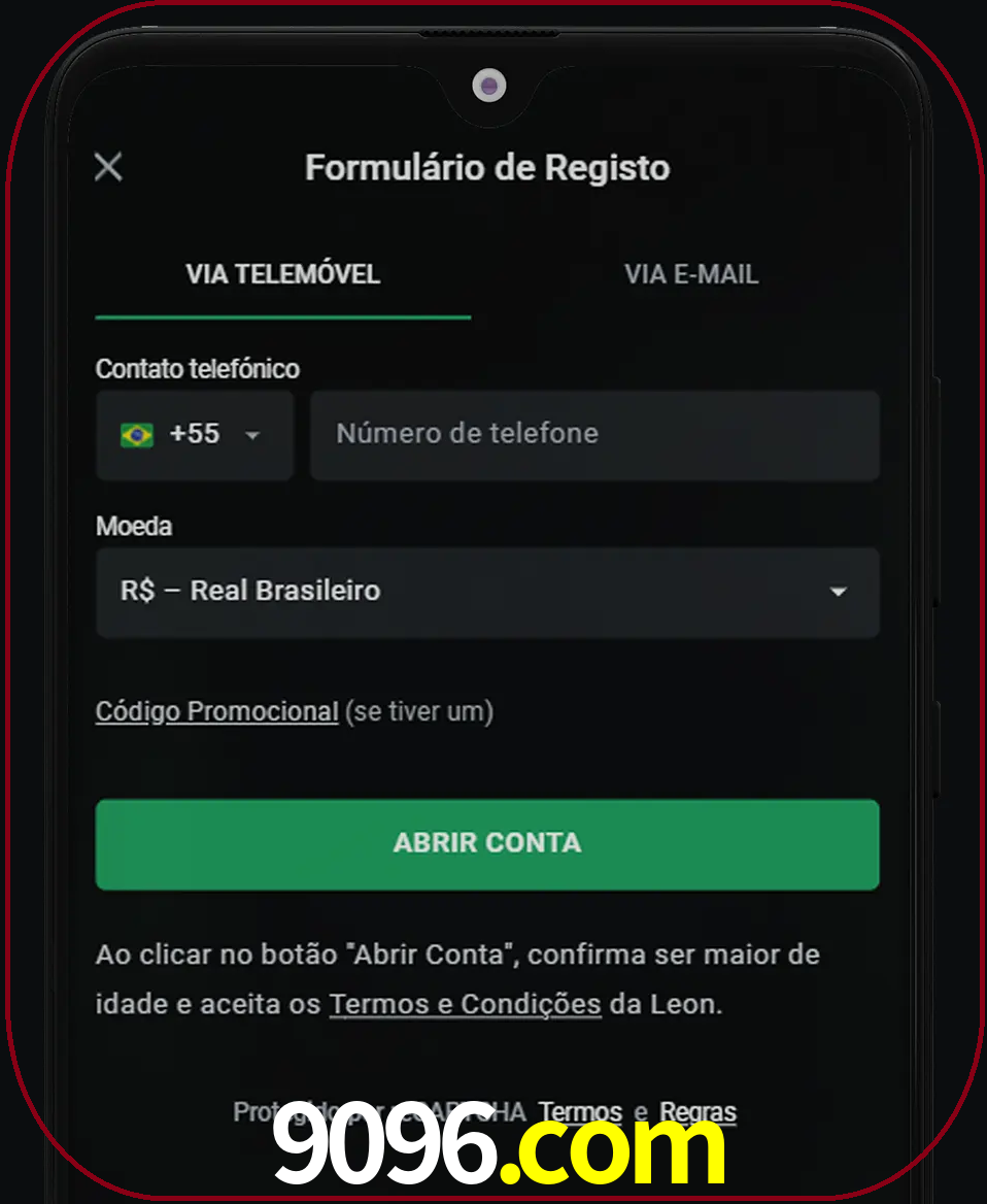 Abra o aplicativo e inicie o processo de registro.